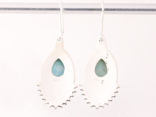 Bewerkte zilveren oorbellen met larimar afbeelding 3