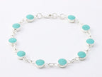 Hoogglans zilveren armband met groene turkoois afbeelding 1