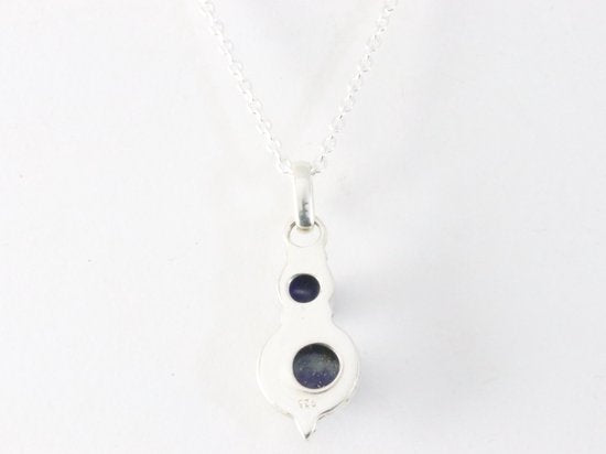Fijne zilveren hanger met lapis lazuli aan ketting afbeelding 3