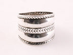 Brede zilveren ring met kabelpatronen afbeelding 4