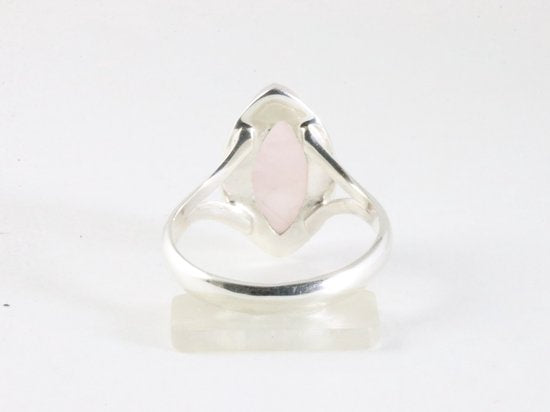 Hoogglans zilveren ring met rozenkwarts afbeelding 3