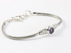 Traditionele zilveren snake armband met amethist afbeelding 2