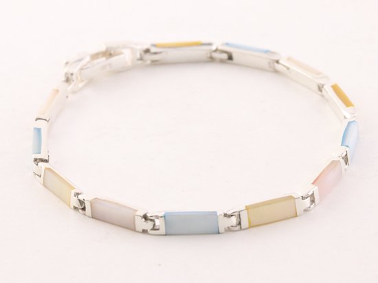 Zilveren armband met veelkleurige schelp afbeelding 3