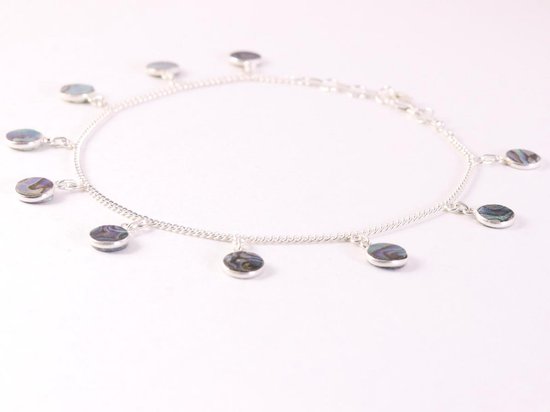 Zilveren enkelband met abalone schelp afbeelding 2