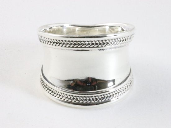 Brede hoogglans zilveren ring met kabelpatronen afbeelding 4