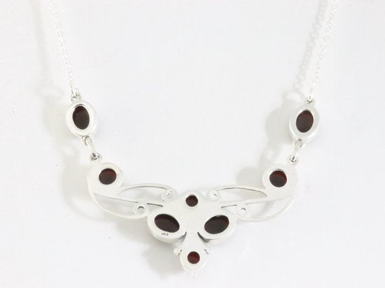 Bewerkte zilveren ketting met granaat afbeelding 2