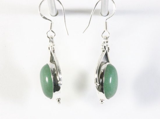 Bewerkte zilveren oorbellen met jade afbeelding 2
