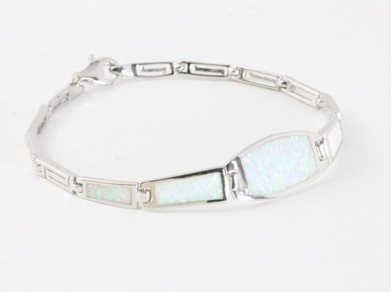 Hoogglans zilveren armband met welo opaal afbeelding 2