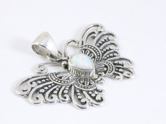 Zilveren vlinder hanger met welo opaal afbeelding 2