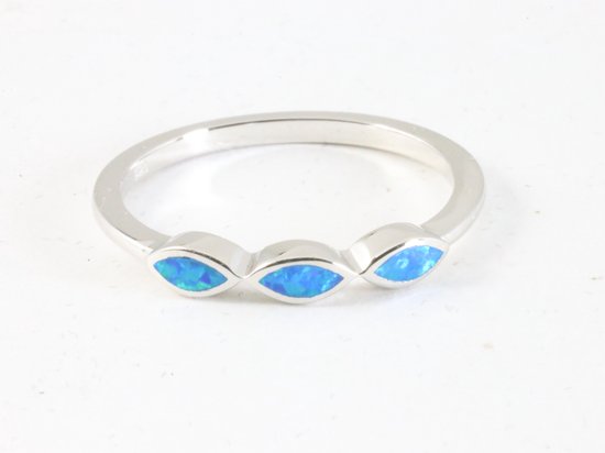 Fijne hoogglans zilveren ring met Australische opaal afbeelding 4