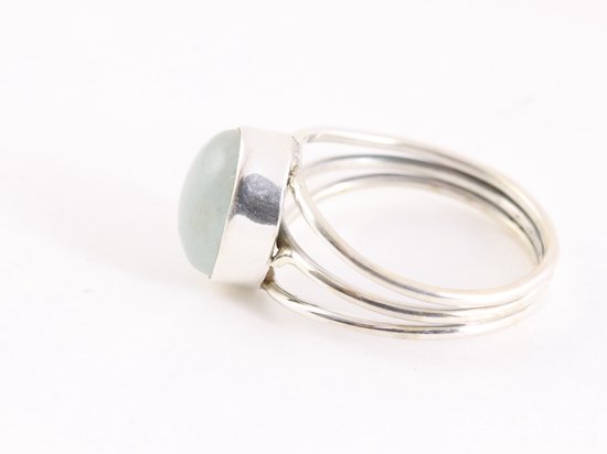 Opengewerkte zilveren ring met aquamarijn afbeelding 2