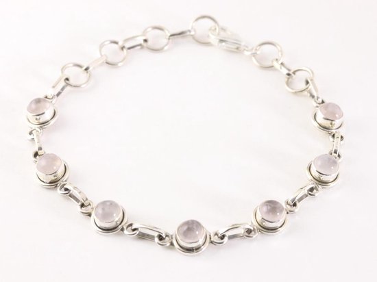 Fijne zilveren armband met rozenkwarts afbeelding 1