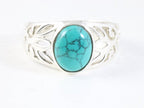 Opengewerkte zilveren ring met turkoois afbeelding 4