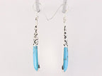 Lange opengewerkte zilveren oorbellen met blauwe turkoois afbeelding 2