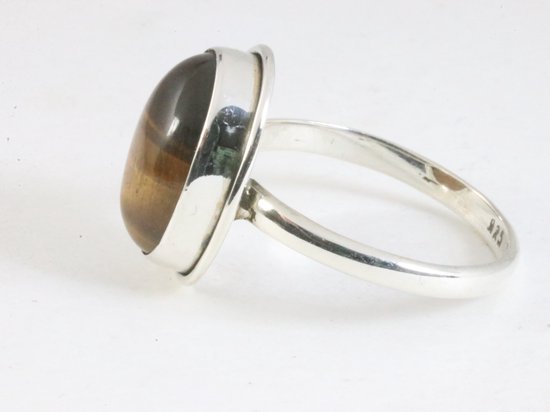 Ovale zilveren ring met tijgeroog afbeelding 2