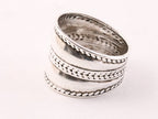 Brede zilveren ring met kabelpatronen afbeelding 2