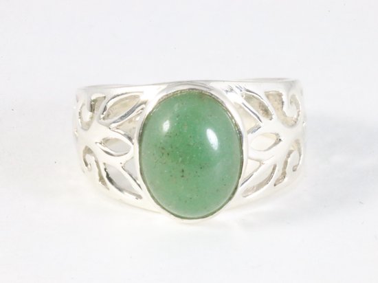 Opengewerkte zilveren ring met groene aventurijn afbeelding 4