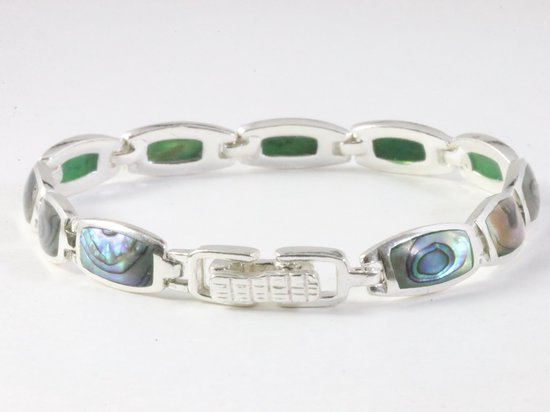 Hoogglans zilveren armband met abalone schelp afbeelding 3