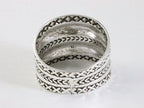 Brede zilveren ring met kabelpatronen afbeelding 3