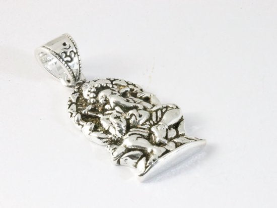 Zilveren Ganesha hanger aan ketting afbeelding 2