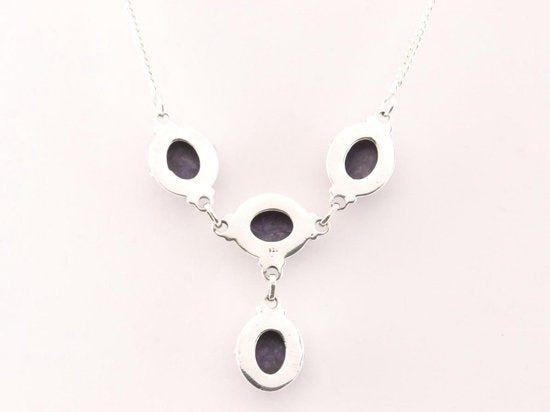 Bewerkte zilveren ketting met charoiet afbeelding 3