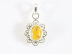 Fijne opengewerkte zilveren hanger met amber afbeelding 4