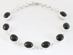 Hoogglans zilveren armband met onyx afbeelding 1