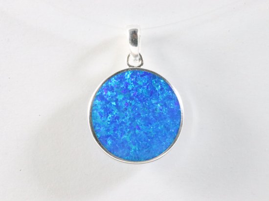 Fijne ronde zilveren hanger met levensboom op Australische opaal afbeelding 3