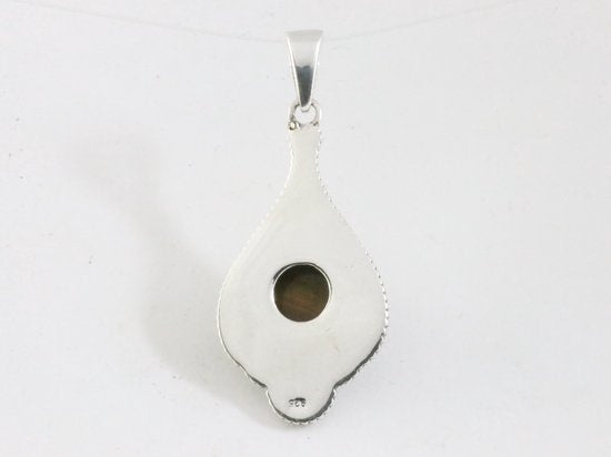 Bewerkte zilveren hanger met tijgeroog afbeelding 3