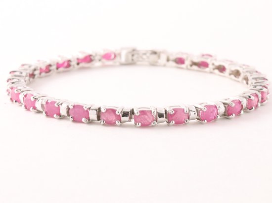 Zilveren tennisarmband met robijn afbeelding 1