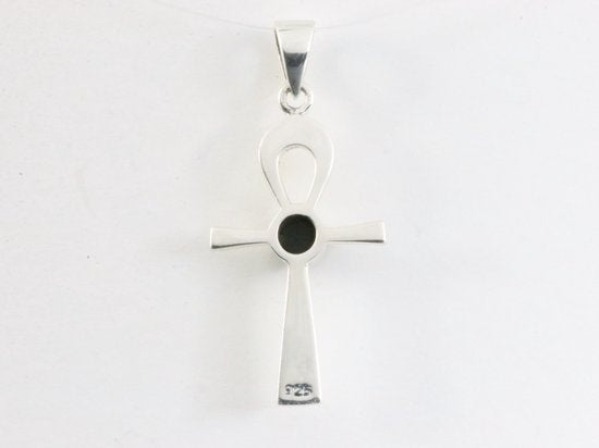 Fijne zilveren ankh hanger met onyx afbeelding 3