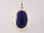Ovaal hoogglans zilveren medaillon met lapis lazuli afbeelding 4