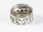 Brede zilveren ring met circels en kabelpatronen afbeelding 3