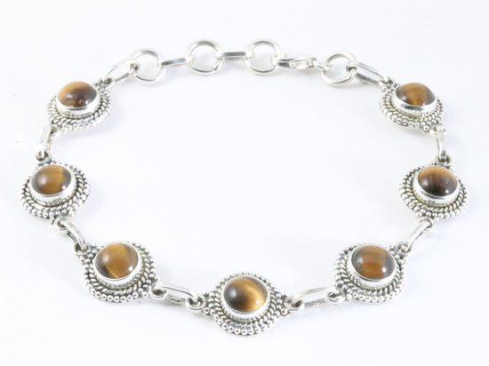 Bewerkte zilveren armband met tijgeroog afbeelding 1