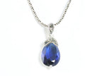 Zilveren hanger met blauwe saffier en marcasiet aan ketting afbeelding 3