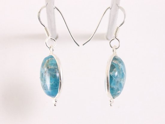 Zilveren oorbellen met blauwe apatiet afbeelding 2