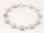 Zilveren roosjes armband met witte emaille afbeelding 1