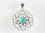 Opengewerkte zilveren hanger met turkoois afbeelding 4