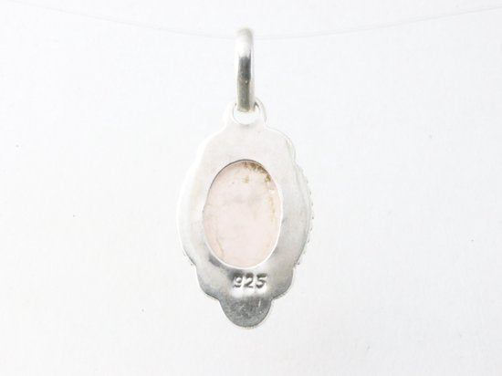 Fijne bewerkte zilveren hanger met rozenkwarts afbeelding 3