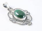 Opengewerkte zilveren hanger met malachiet afbeelding 2