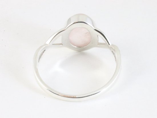 Fijne opengewerkte zilveren ring met rozenkwarts afbeelding 3
