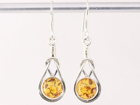 Zilveren oorbellen met amber afbeelding 4