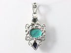 Opengewerkte zilveren hanger met turkoois en lapis lazuli afbeelding 3