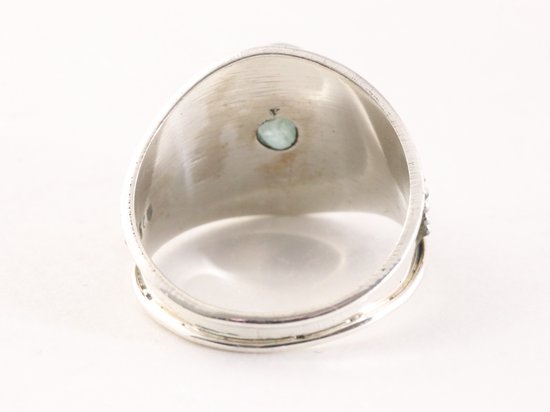 Bewerkte zilveren ring met aquamarijn afbeelding 3