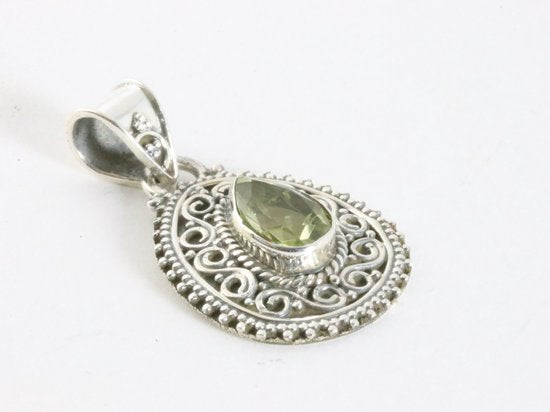 Bewerkte druppelvormige zilveren hanger met citrien afbeelding 2
