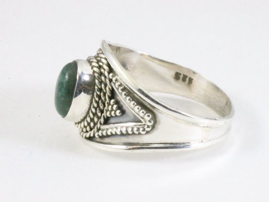 Bewerkte zilveren ring met jade afbeelding 2