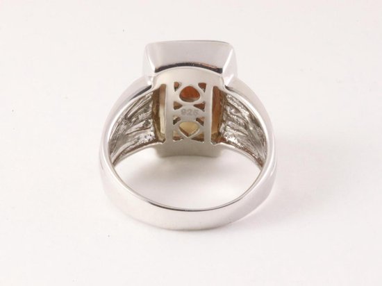 Rechthoekige zilveren herenring met Botswana agaat afbeelding 4