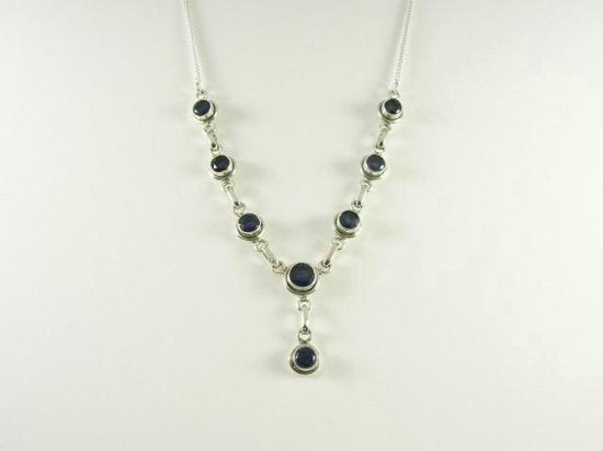 Fijne zilveren ketting met ioliet afbeelding 2