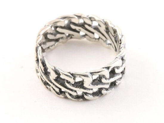 Zware opengewerkte zilveren ring afbeelding 2