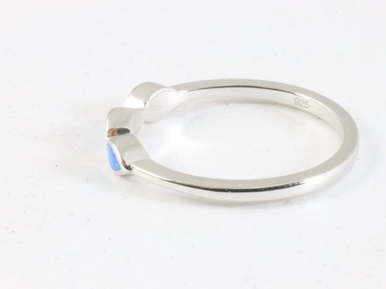 Fijne hoogglans zilveren ring met Australische opaal afbeelding 2